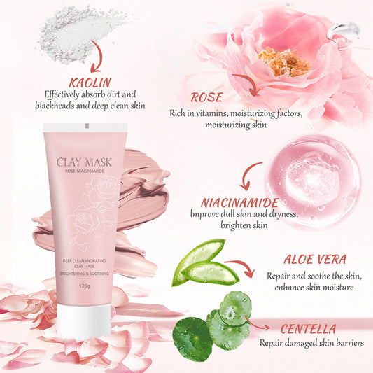 KOEC Rose & Niacinamide Deep Clean Hydrating Clay Mask – Brightening & Soothing 120g