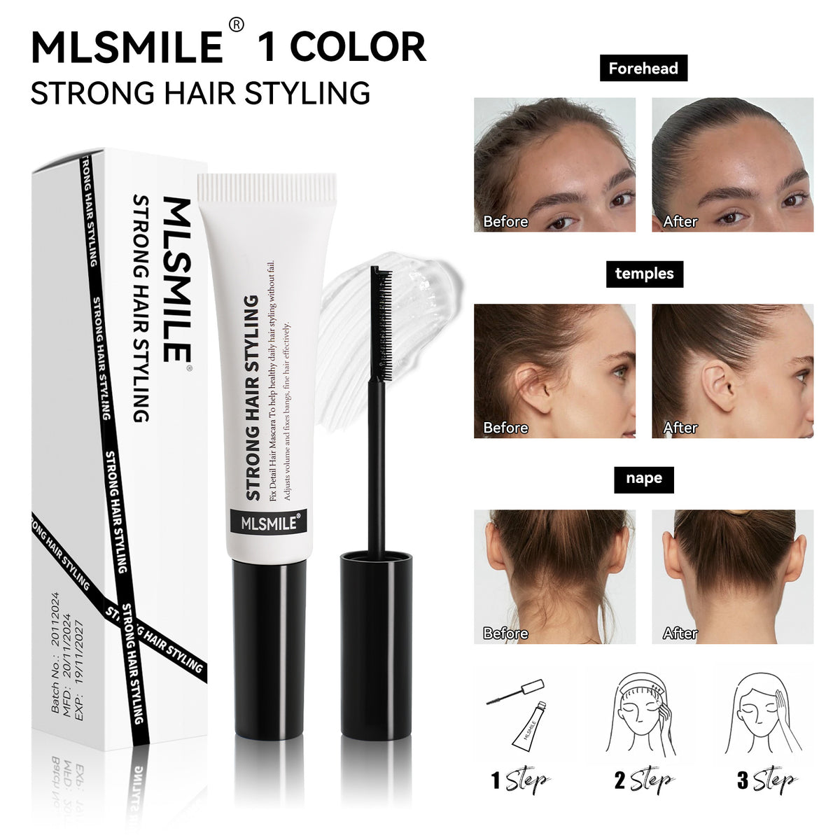 MLSMILE Flyaway Control & Strong Hold Hair Finishing Gel 15ml