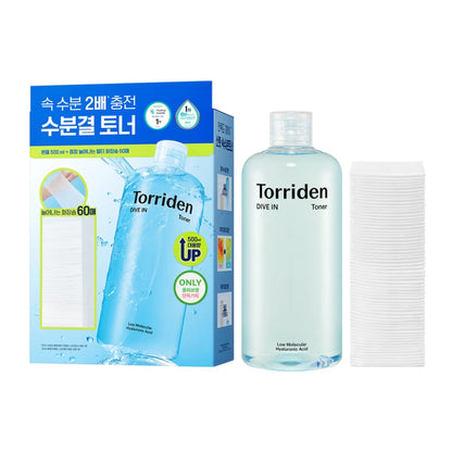 Torriden Hyaluronic Acid Toner 500ml Set (+Stretchable Cotton Pad 60P)