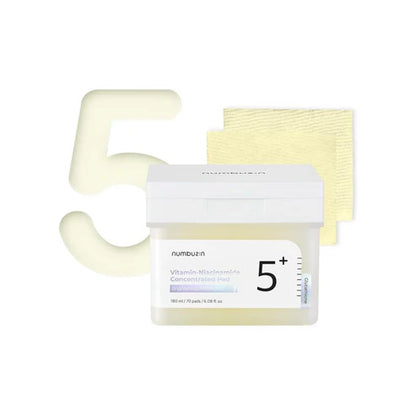 Numbuzin No.5+ Glutathione Vitamin-Niacinamide Concentrated Pad 70 Pads 180ml
