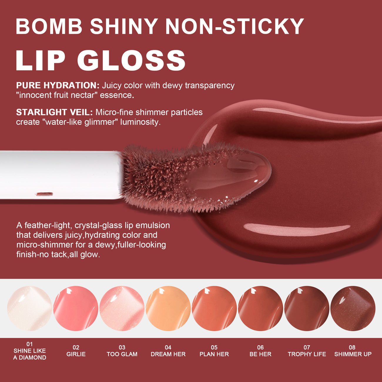 Debbie New Bomb Shiny Non-Sticky Lip Gloss