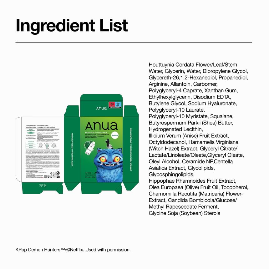 Anua Kpop Demon Hunters Heartleaf 77 Soothing Mask 25ml x 1 sheet