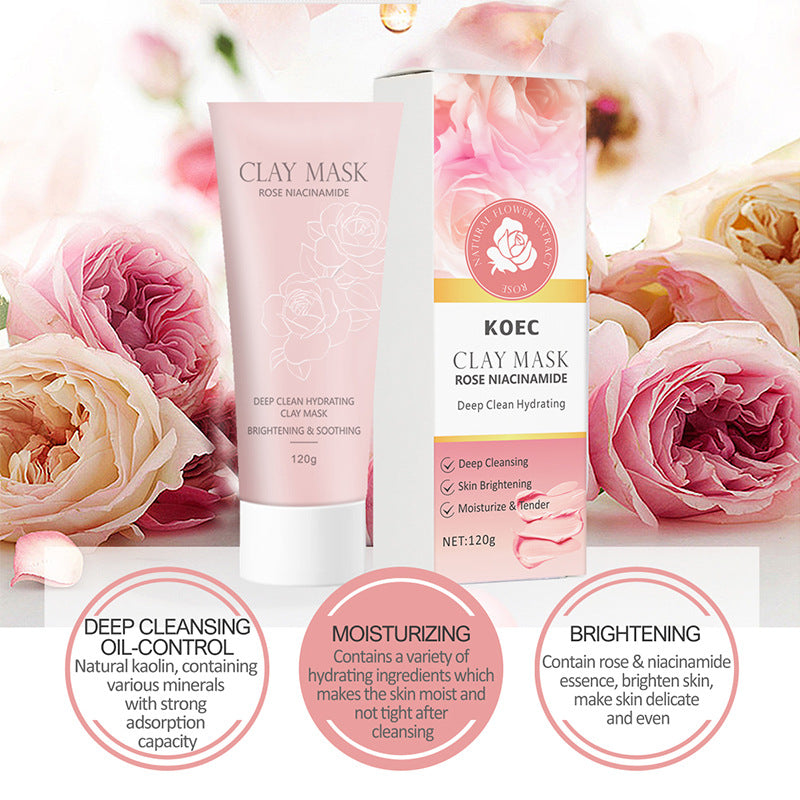 KOEC Rose & Niacinamide Deep Clean Hydrating Clay Mask – Brightening & Soothing 120g