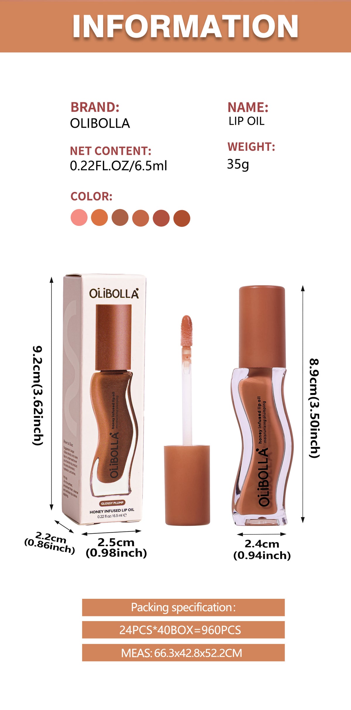 Olibolla Honey Infused Lip Oil  [6.5ml]