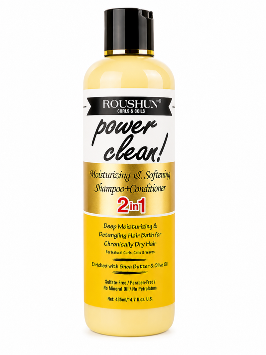 ROUSHUN Power Clean! Moisturizing & Softening 2-in-1 Shampoo + Conditioner – 435ml