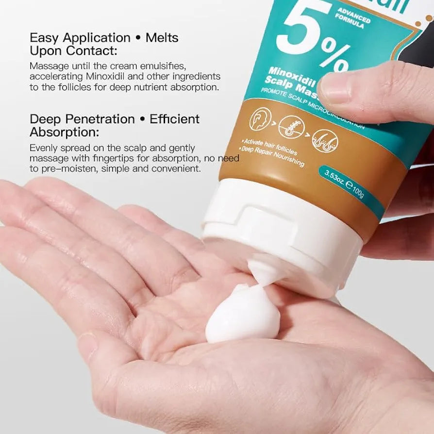 KORMESIC Hair Growth Treatment Scalp Massage Cream, 5% Minoxidil and Keratin, 100g