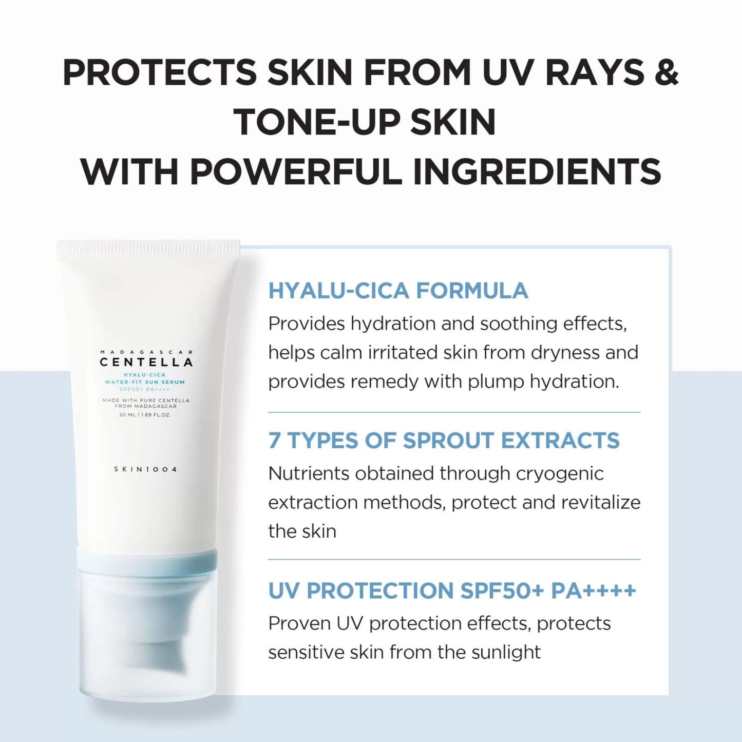 SKIN1004 Hyalu-Cica Water-Fit Sun Serum SPF50+ PA++++ 50ml