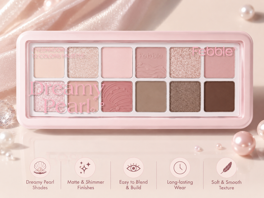 Febble - Crystal Dreamy - 12 Colour Palette - Airy Lightweight Pore-blurring 12.5g