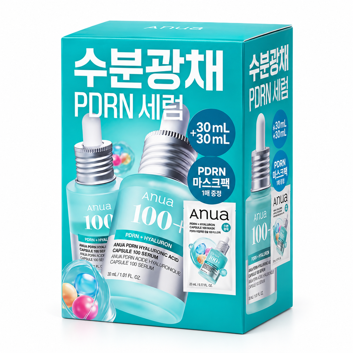 Anua 100+ PDRN + Hyaluron Serum Duo Pack [30ml x 2]+Sheet Mask