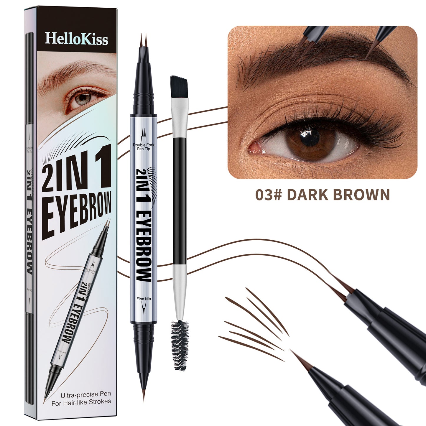 Hello Kiss 2in1 Eyebrow Pen