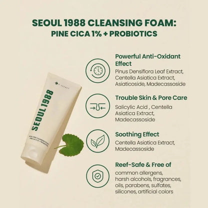 Seoul 1988 Cleansing Foam: Pine Cica 1% + Probiotics