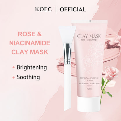 KOEC Rose & Niacinamide Deep Clean Hydrating Clay Mask – Brightening & Soothing 120g