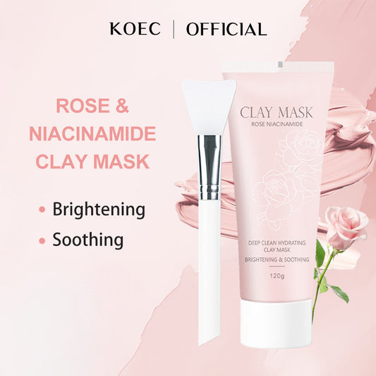 KOEC Rose & Niacinamide Deep Clean Hydrating Clay Mask – Brightening & Soothing 120g